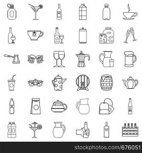 Beverage icons set. Outline style of 36 beverage vector icons for web isolated on white background. Beverage icons set, outline style