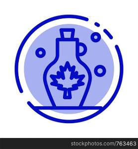 Beverage, Kettle, Water, Water Pot, Leaf Blue Dotted Line Line Icon