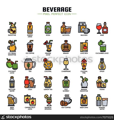 Beverage , Thin Line and Pixel Perfect Icons