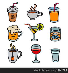 beverages icons set