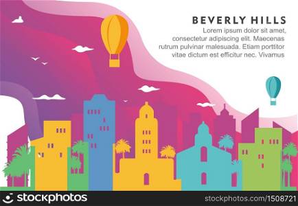 Beverly Hills Washington City Building Cityscape Skyline Dynamic Background Illustration