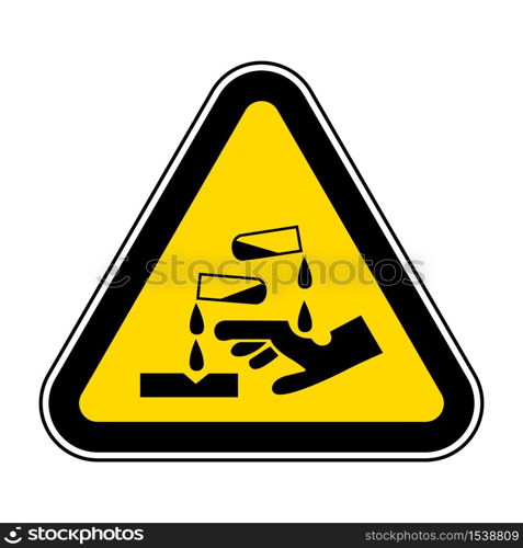 Beware Corrosive Substance Symbol Isolate On White Background,Vector Illustration EPS.10