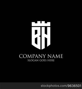 Bh initial shield logo design inspiration crown Vector Image