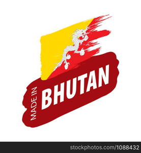 Bhutan national flag, vector illustration on a white background. Bhutan flag, vector illustration on a white background