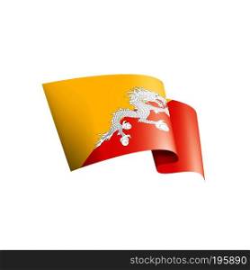 Bhutan national flag, vector illustration on a white background. Bhutan flag, vector illustration on a white background
