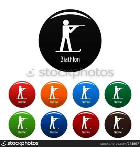 Biathlon icon. Simple illustration of biathlon vector icons set color isolated on white. Biathlon icons set color vector