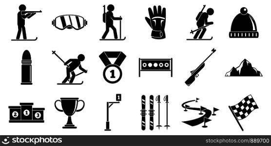 Biathlon icons set. Simple set of biathlon vector icons for web design on white background. Biathlon icons set, simple style