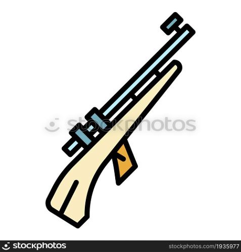 Biathlon rifle icon. Outline biathlon rifle vector icon color flat isolated. Biathlon rifle icon color outline vector