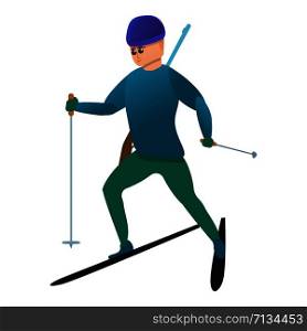 Biathlon sport icon. Cartoon of biathlon sport vector icon for web design isolated on white background. Biathlon sport icon, cartoon style