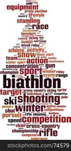 Biathlon word cloud concept. Vector illustration