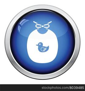 Bib icon. Glossy button design. Vector illustration.