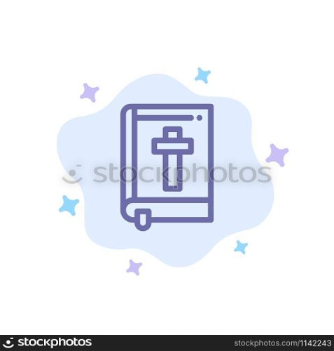 Bible, Book, Easter, Religion Blue Icon on Abstract Cloud Background