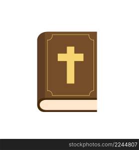 Bible flat design isolated on white background. Christian holy bible book icon. Vector stock.