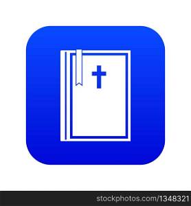 Bible icon digital blue for any design isolated on white vector illustration. Bible icon digital blue