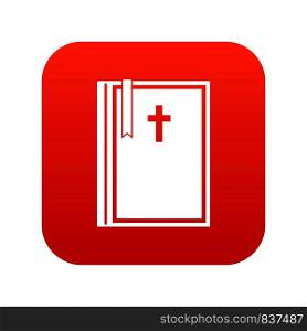 Bible icon digital red for any design isolated on white vector illustration. Bible icon digital red