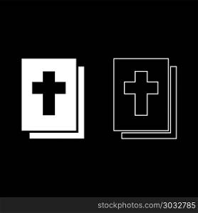 Bible icon set white color vector illustration flat style simple image outline