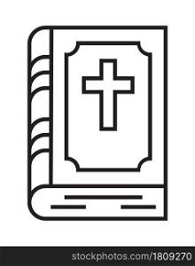 Bible icon vector in a thin line style. Holy book simple illustration. Tombstone, crypt sign.The symbol of the funeral home.. Bible icon vector in a thin line style. Holy book simple illustration.