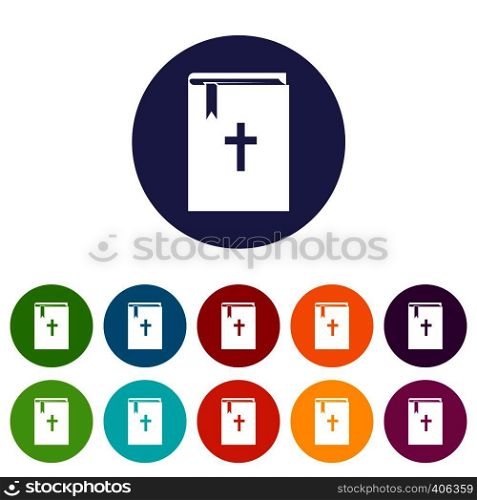 Bible set icons in different colors isolated on white background. Bible set icons