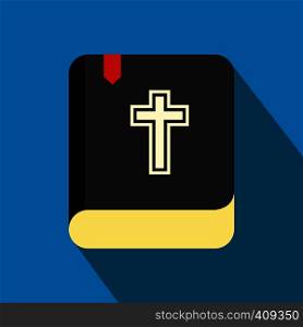 Bible single flat color icon on blue background. Bible single flat color icon