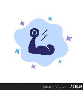 Biceps, Bodybuilding, Growth, Muscle, Workout Blue Icon on Abstract Cloud Background