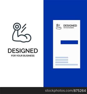 Biceps, Bodybuilding, Growth, Muscle, Workout Grey Logo Design and Business Card Template
