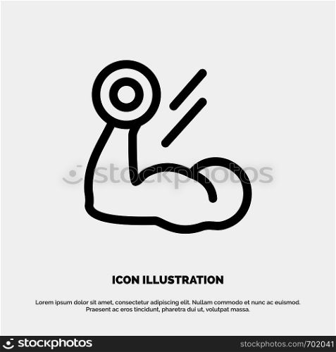 Biceps, Bodybuilding, Growth, Muscle, Workout Line Icon Vector