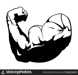 Biceps. Hand of the man an intense biceps. A vector illustration