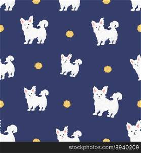 Bichon frise Teacup seamless pattern. Different coat colors and poses set. Vector illustration,. Bichon frise Teacup seamless pattern. Different coat colors and poses set. Vector illustration