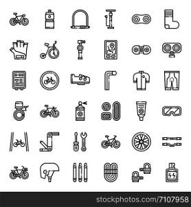 bicycle accessories outline icon, sport and exercise, isolated on white background