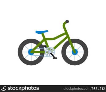 Bicycle closeup, bike with wheels isolated icon vector. Transportation of people loving healthy lifestyle and active life. Vehicle with pedals cycling. Bicycle Closeup, Bike with Wheels Isolated Icon