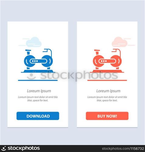 Bicycle, Cycle, Exercise, Bike, Fitness Blue and Red Download and Buy Now web Widget Card Template
