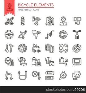 Bicycle elements , Thin Line and Pixel Perfect Icons