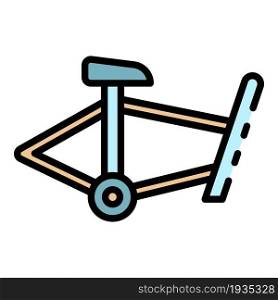 Bicycle frame icon. Outline bicycle frame vector icon color flat isolated. Bicycle frame icon color outline vector