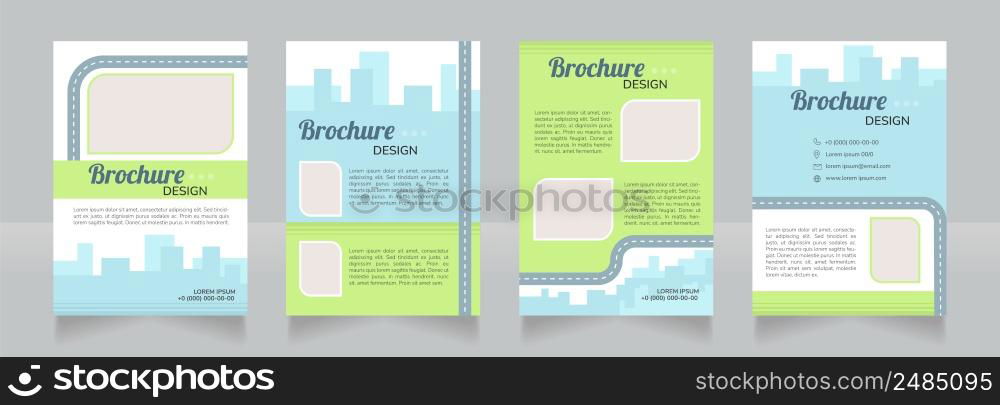 Bicycle friendly policy blank brochure design. Template set with copy space for text. Premade corporate reports collection. Editable 4 paper pages. Lobster Regular, Nunito SemiBold, Light fonts used. Bicycle friendly policy blank brochure design