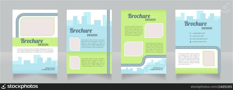 Bicycle friendly policy blank brochure design. Template set with copy space for text. Premade corporate reports collection. Editable 4 paper pages. Lobster Regular, Nunito SemiBold, Light fonts used. Bicycle friendly policy blank brochure design