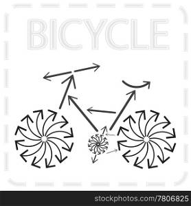 Bicycle from arrows. Abstract illustration.