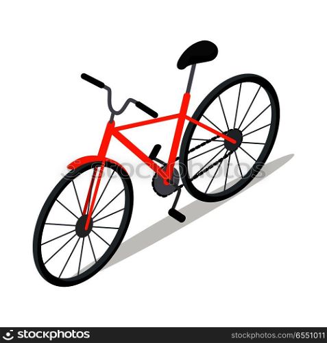 Bicycle icon design flat isolated. Bike and orange bicycle. Personal transport. Ecologically safe transportation item. Cycling race sport. Mountain bicycle, travel bicycle. Vector illustration. Bicycle Icon Design Isolated. Personal Transport.