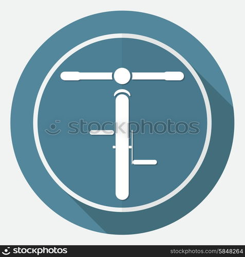 Bicycle Icon on white circle with a long shadow