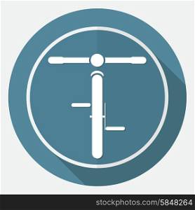 Bicycle Icon on white circle with a long shadow