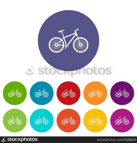 Bicycle icons color set vector for any web design on white background. Bicycle icons set vector color