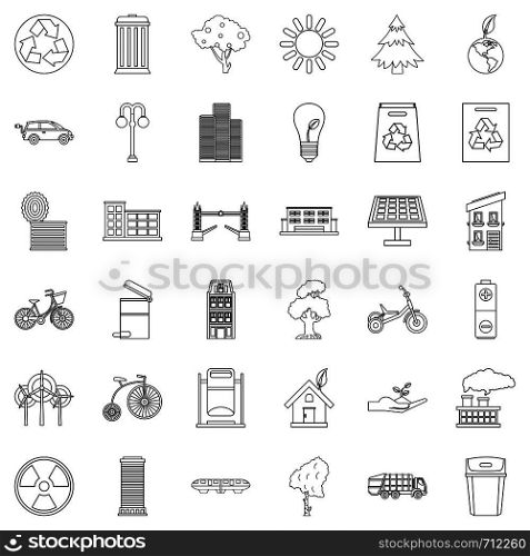 Bicycle icons set. Outline style of 36 bicycle vector icons for web isolated on white background. Bicycle icons set, outline style