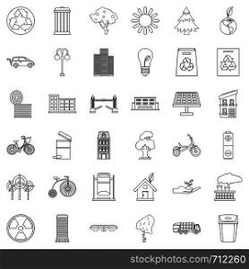 Bicycle icons set. Outline style of 36 bicycle vector icons for web isolated on white background. Bicycle icons set, outline style