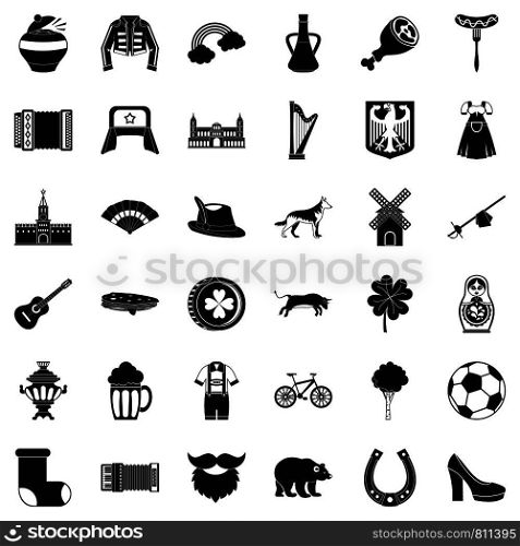 Bicycle icons set. Simple style of 36 bicycle vector icons for web isolated on white background. Bicycle icons set, simple style