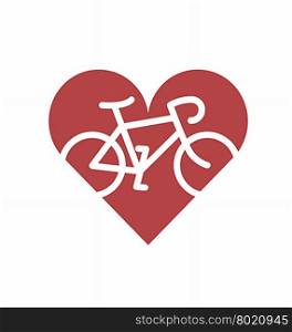 Bicycle in heart. Flat icon