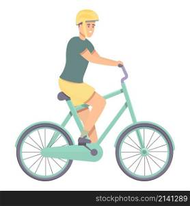 Bicycle instructor icon cartoon vector. Body training. Young man. Bicycle instructor icon cartoon vector. Body training