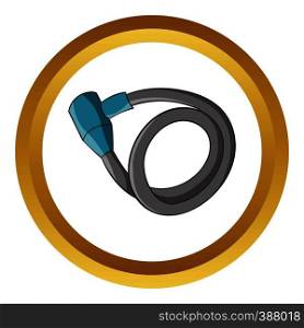 Bicycle lock vector icon in golden circle, cartoon style isolated on white background. Bicycle lock vector icon