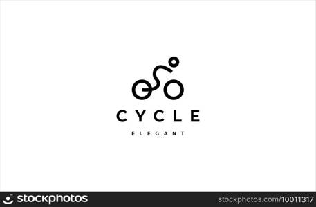 bicycle logo monoline vector design illustration