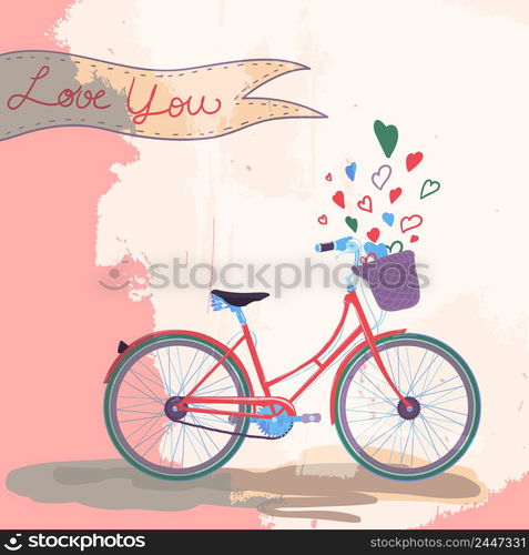 Bicycle loves you concept template design vector illustration