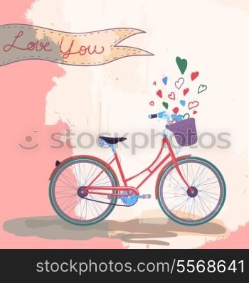 Bicycle loves you concept template design vector illustration