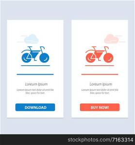 Bicycle, Movement, Walk, Sport Blue and Red Download and Buy Now web Widget Card Template